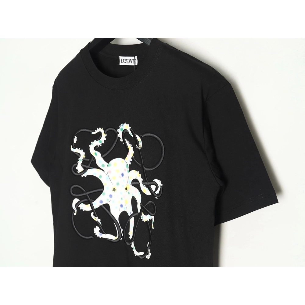 Loewe Octopus-Print Embroidered Short-Sleeve T-Shirt TSK1,Loewe