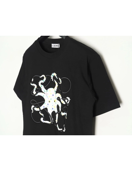 Loewe Octopus-Print Embroidered Short-Sleeve T-Shirt TSK1,Loewe