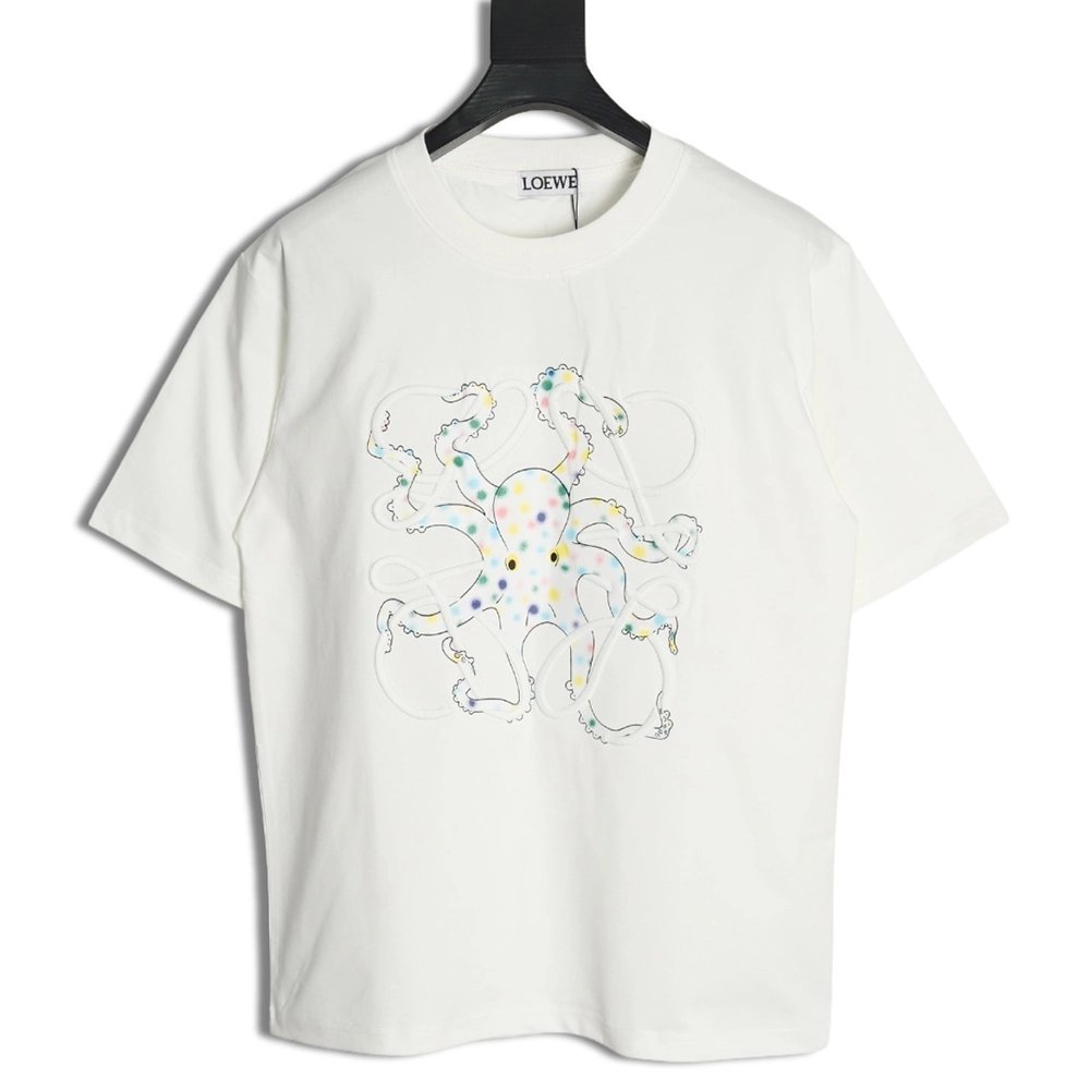 Loewe Octopus-Print Embroidered Short-Sleeve T-Shirt,Loewe