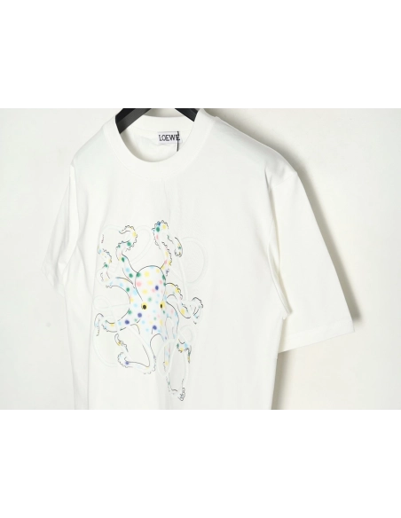Loewe Octopus-Print Embroidered Short-Sleeve T-Shirt,Loewe