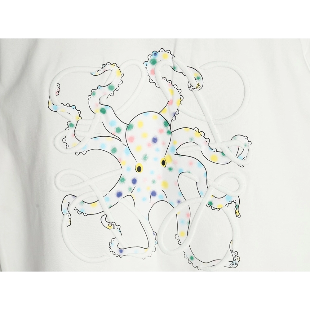 Loewe Octopus-Print Embroidered Short-Sleeve T-Shirt,Loewe