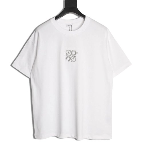 LOEWE On Running Embroidered Letter Logo Short-Sleeve T-Shirt,Loewe