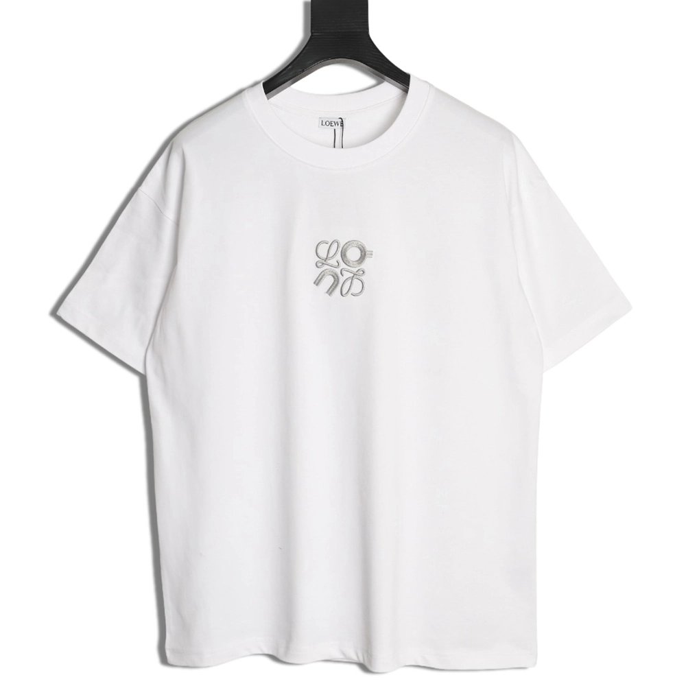 LOEWE On Running Embroidered Letter Logo Short-Sleeve T-Shirt,Loewe