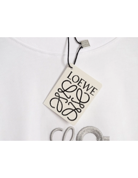 LOEWE On Running Embroidered Letter Logo Short-Sleeve T-Shirt,Loewe