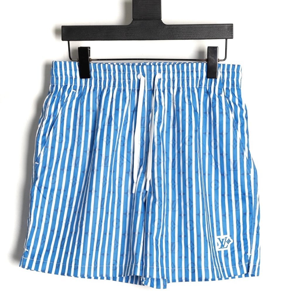 Louis Vuitton Blue Vertical Stripe Print Beach Shorts,Louis Vuitton