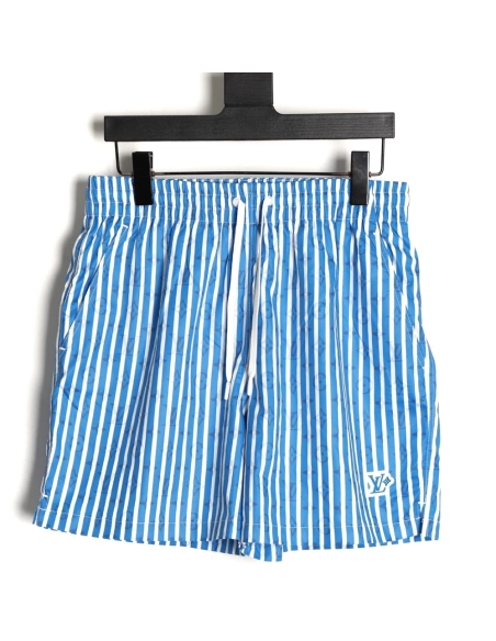 Louis Vuitton Blue Vertical Stripe Print Beach Shorts,Louis Vuitton