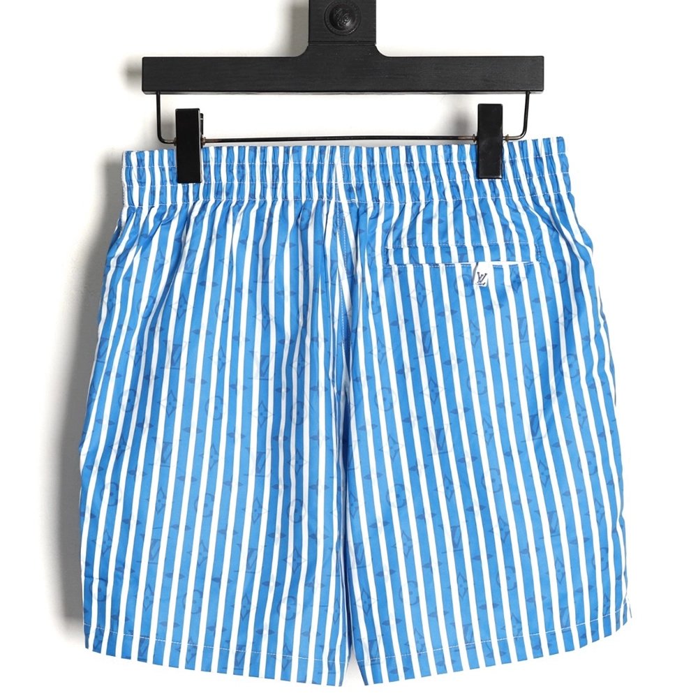 Louis Vuitton Blue Vertical Stripe Print Beach Shorts,Louis Vuitton