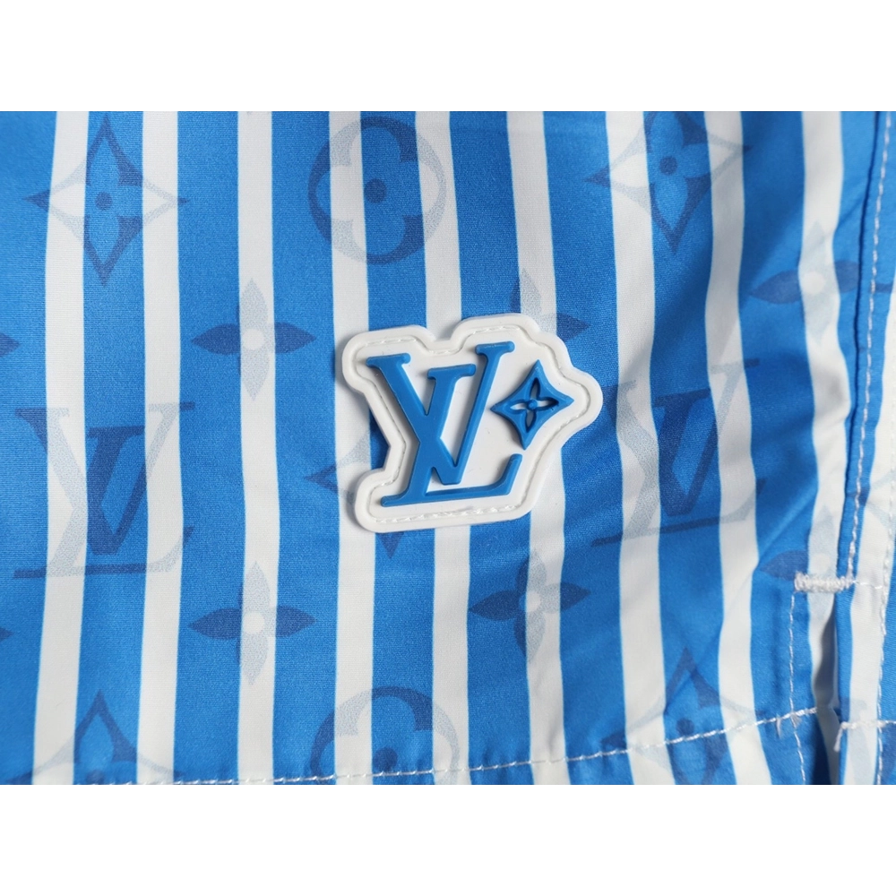 Louis Vuitton Blue Vertical Stripe Print Beach Shorts,Louis Vuitton