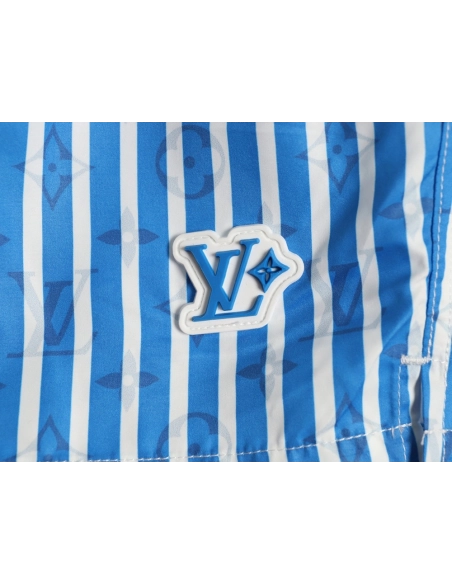 Louis Vuitton Blue Vertical Stripe Print Beach Shorts,Louis Vuitton