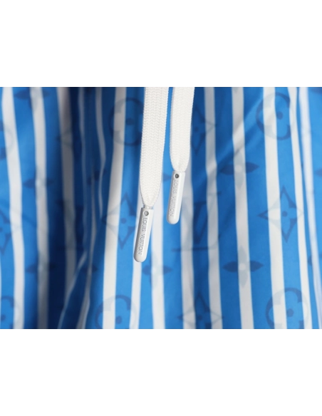 Louis Vuitton Blue Vertical Stripe Print Beach Shorts,Louis Vuitton