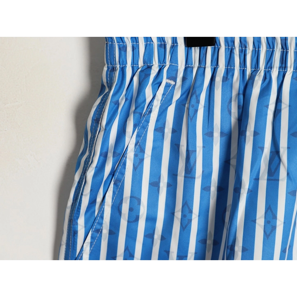 Louis Vuitton Blue Vertical Stripe Print Beach Shorts,Louis Vuitton