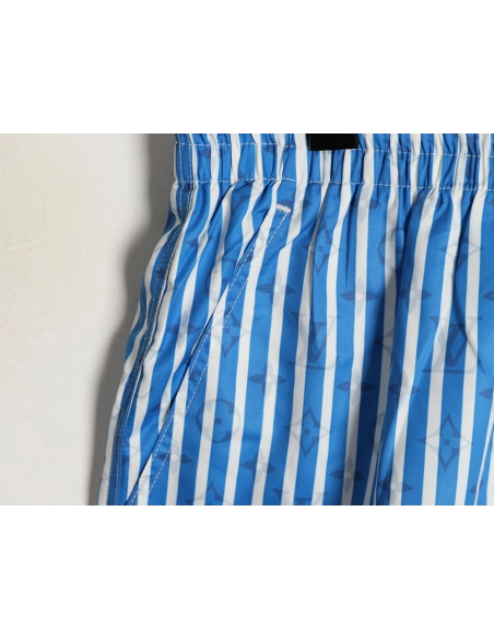 Louis Vuitton Blue Vertical Stripe Print Beach Shorts,Louis Vuitton