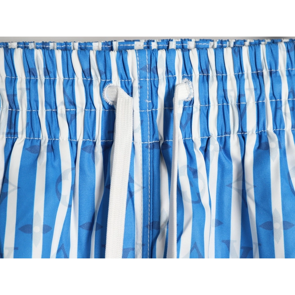 Louis Vuitton Blue Vertical Stripe Print Beach Shorts,Louis Vuitton