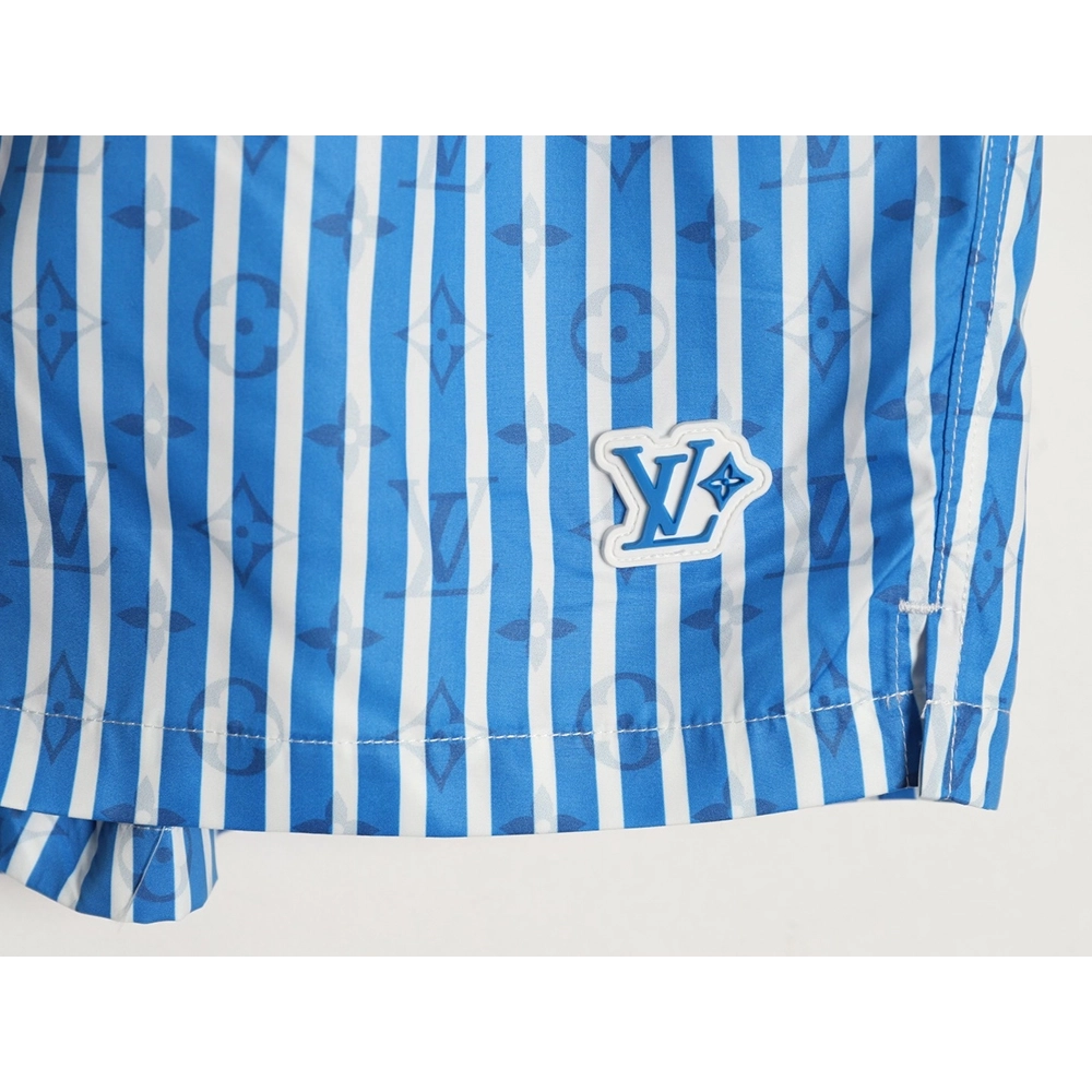 Louis Vuitton Blue Vertical Stripe Print Beach Shorts,Louis Vuitton