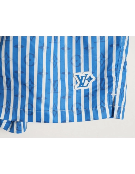 Louis Vuitton Blue Vertical Stripe Print Beach Shorts,Louis Vuitton