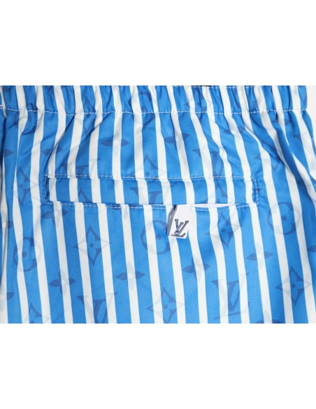 Louis Vuitton Blue Vertical Stripe Print Beach Shorts,Louis Vuitton