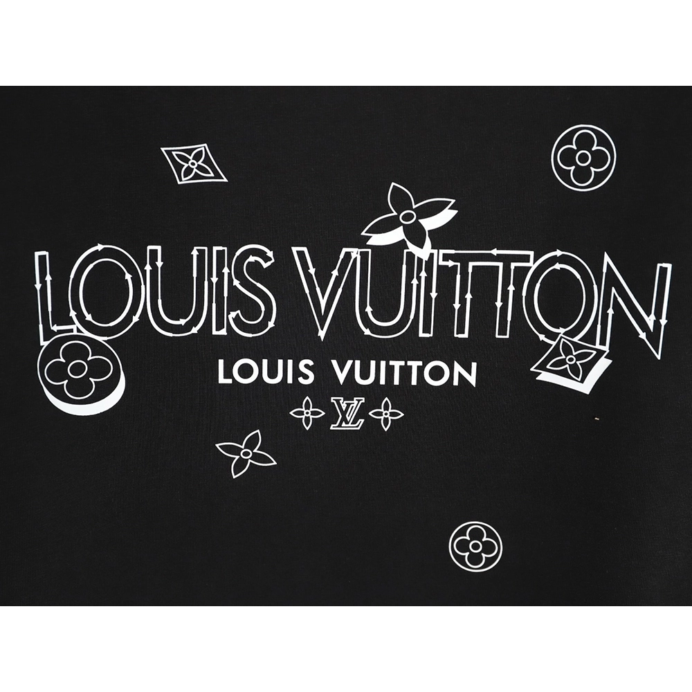 Louis Vuitton Dashed-Line Three-Flower Short-Sleeve T-Shirt TSK1,Louis Vuitton