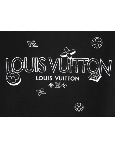Louis Vuitton Dashed-Line Three-Flower Short-Sleeve T-Shirt TSK1,Louis Vuitton