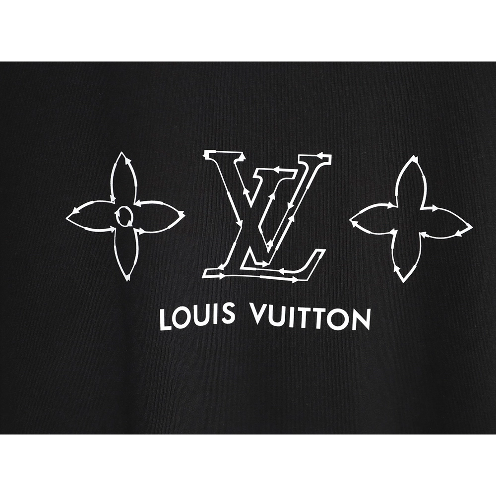 Louis Vuitton Dashed-Line Three-Flower Short-Sleeve T-Shirt TSK1,Louis Vuitton