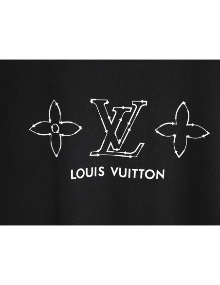 Louis Vuitton Dashed-Line Three-Flower Short-Sleeve T-Shirt TSK1,Louis Vuitton