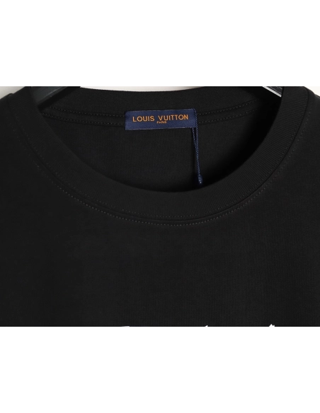 Louis Vuitton Dashed-Line Three-Flower Short-Sleeve T-Shirt TSK1,Louis Vuitton