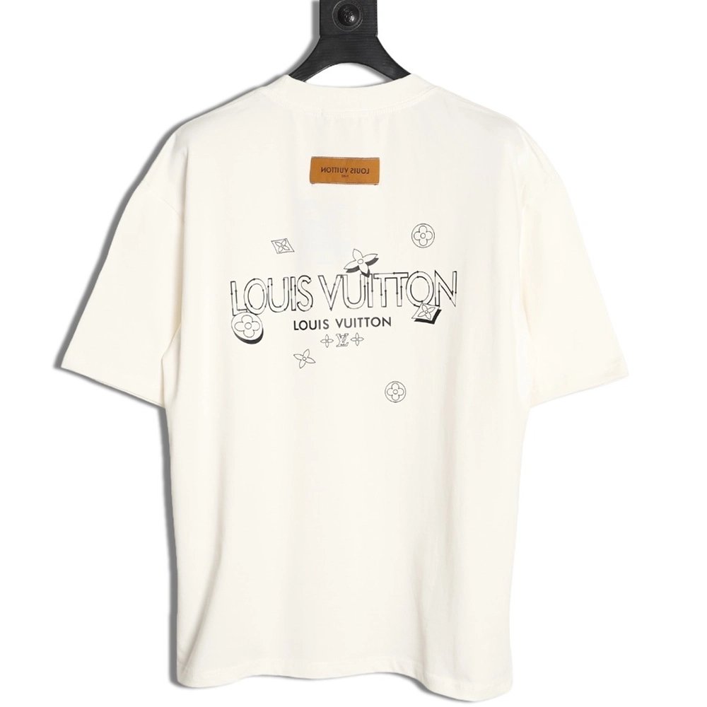Louis Vuitton Dashed-Line Three-Flower Short-Sleeve T-Shirt,Louis Vuitton