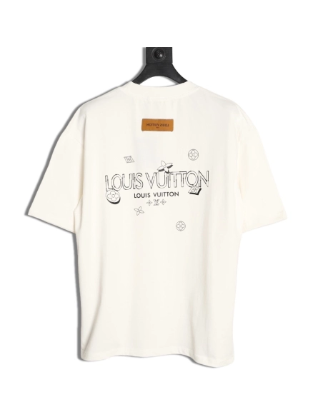 Louis Vuitton Dashed-Line Three-Flower Short-Sleeve T-Shirt,Louis Vuitton