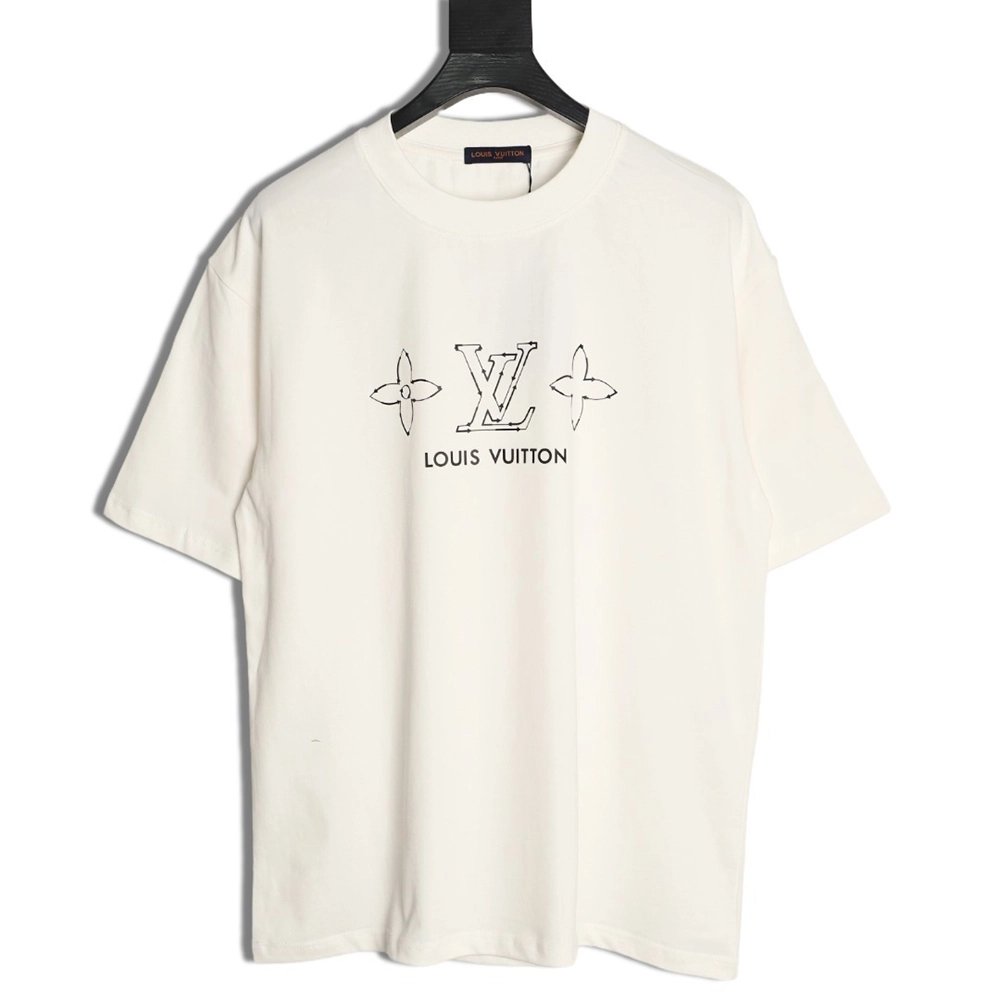 Louis Vuitton Dashed-Line Three-Flower Short-Sleeve T-Shirt,Louis Vuitton