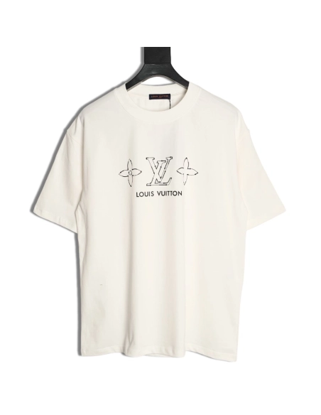 Louis Vuitton Dashed-Line Three-Flower Short-Sleeve T-Shirt,Louis Vuitton