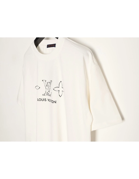 Louis Vuitton Dashed-Line Three-Flower Short-Sleeve T-Shirt,Louis Vuitton