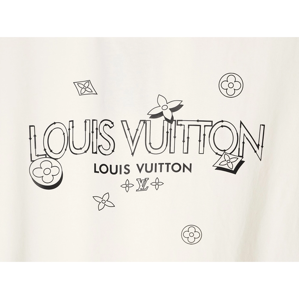 Louis Vuitton Dashed-Line Three-Flower Short-Sleeve T-Shirt,Louis Vuitton