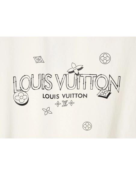 Louis Vuitton Dashed-Line Three-Flower Short-Sleeve T-Shirt,Louis Vuitton