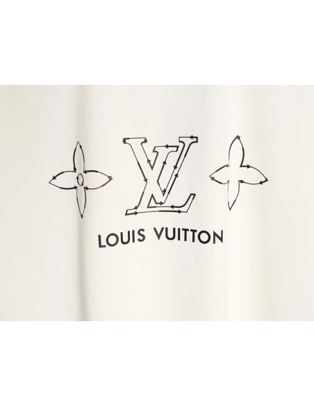 Louis Vuitton Dashed-Line Three-Flower Short-Sleeve T-Shirt,Louis Vuitton