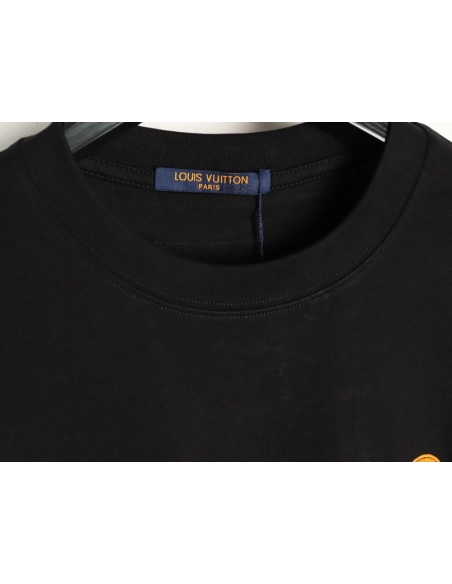 Louis Vuitton Embroidered Logo Colorful Triple-Flower Short-Sleeve T-Shirt TSK1,Louis Vuitton