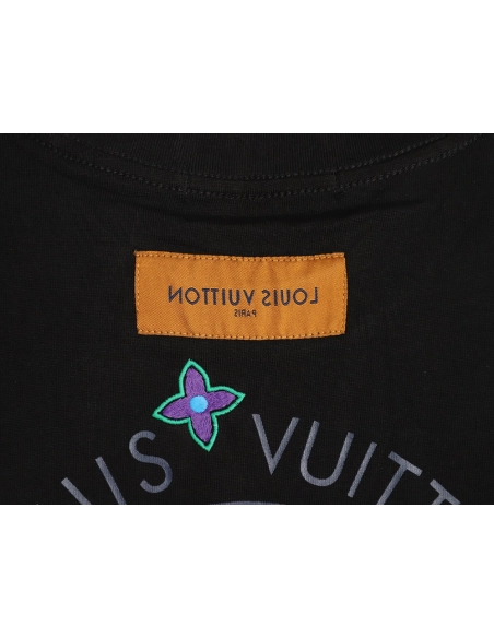 Louis Vuitton Embroidered Logo Colorful Triple-Flower Short-Sleeve T-Shirt TSK1,Louis Vuitton