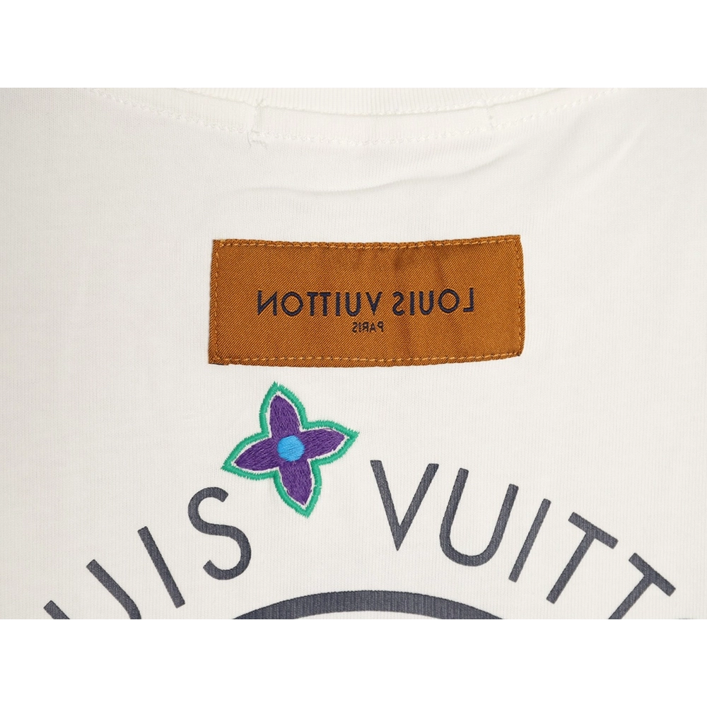 Louis Vuitton Embroidered Logo Colorful Triple-Flower Short-Sleeve T-Shirt,Louis Vuitton