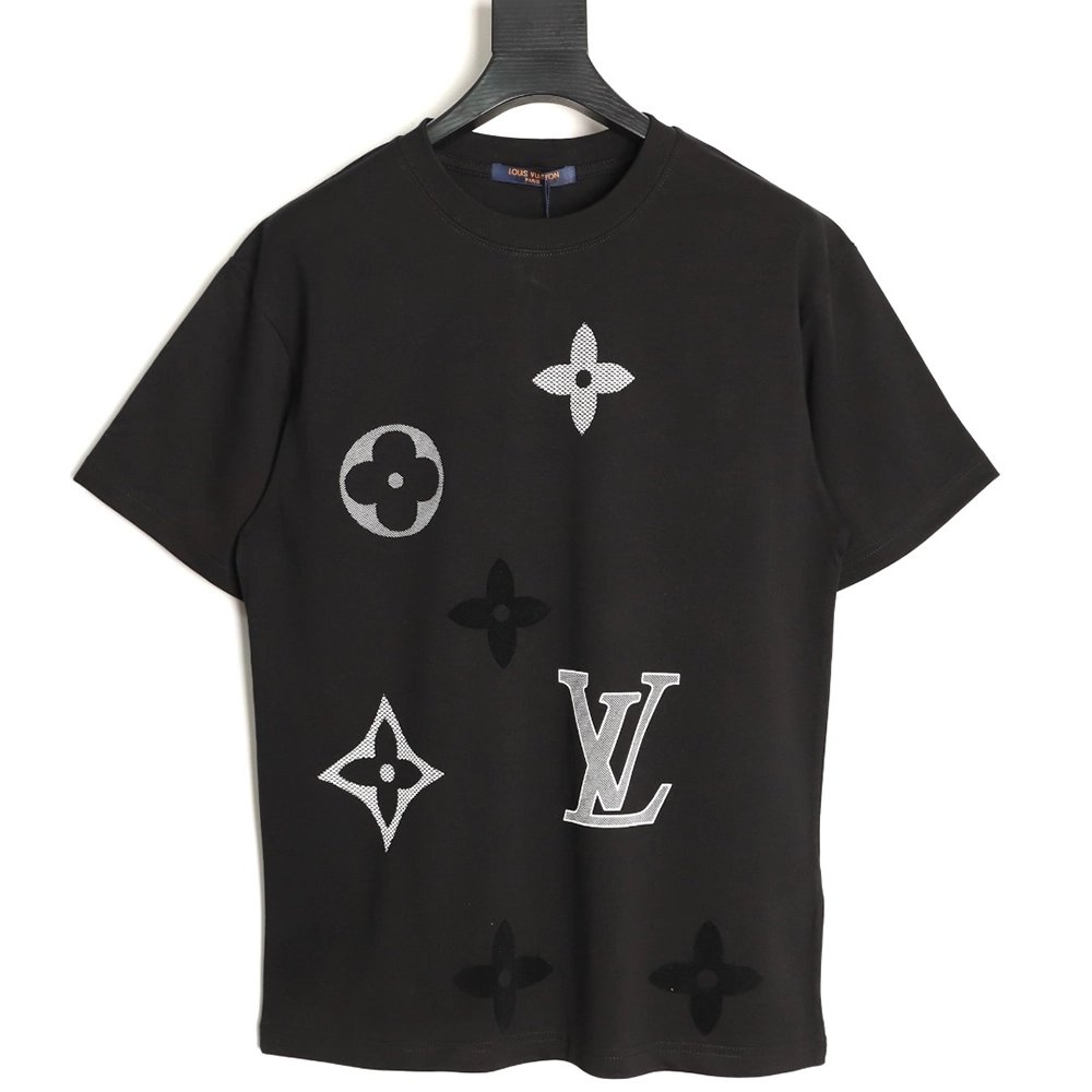Louis Vuitton Flocked Logo Short-Sleeve T-Shirt TSK1,Louis Vuitton