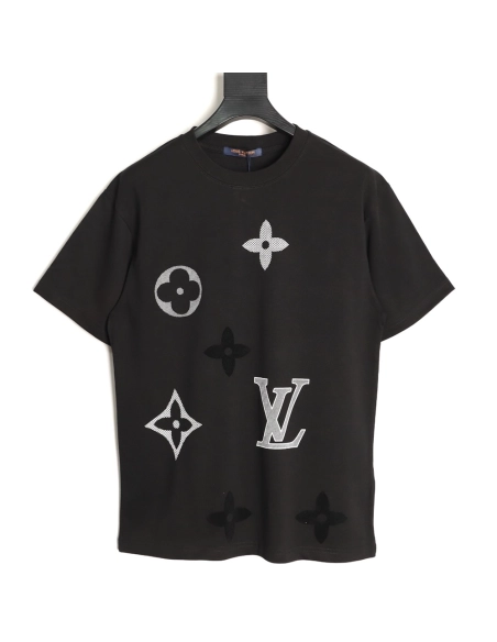 Louis Vuitton Flocked Logo Short-Sleeve T-Shirt TSK1,Louis Vuitton