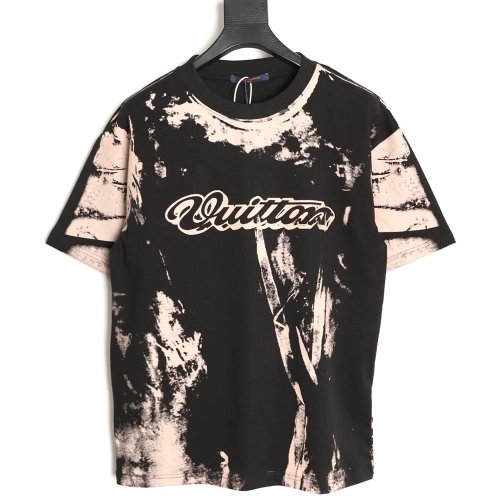Louis Vuitton Illusion Tie-Dye Print Short-Sleeve Shirt TSK2,Louis Vuitton