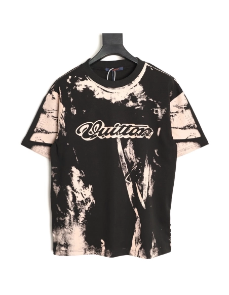Louis Vuitton Illusion Tie-Dye Print Short-Sleeve Shirt TSK2,Louis Vuitton