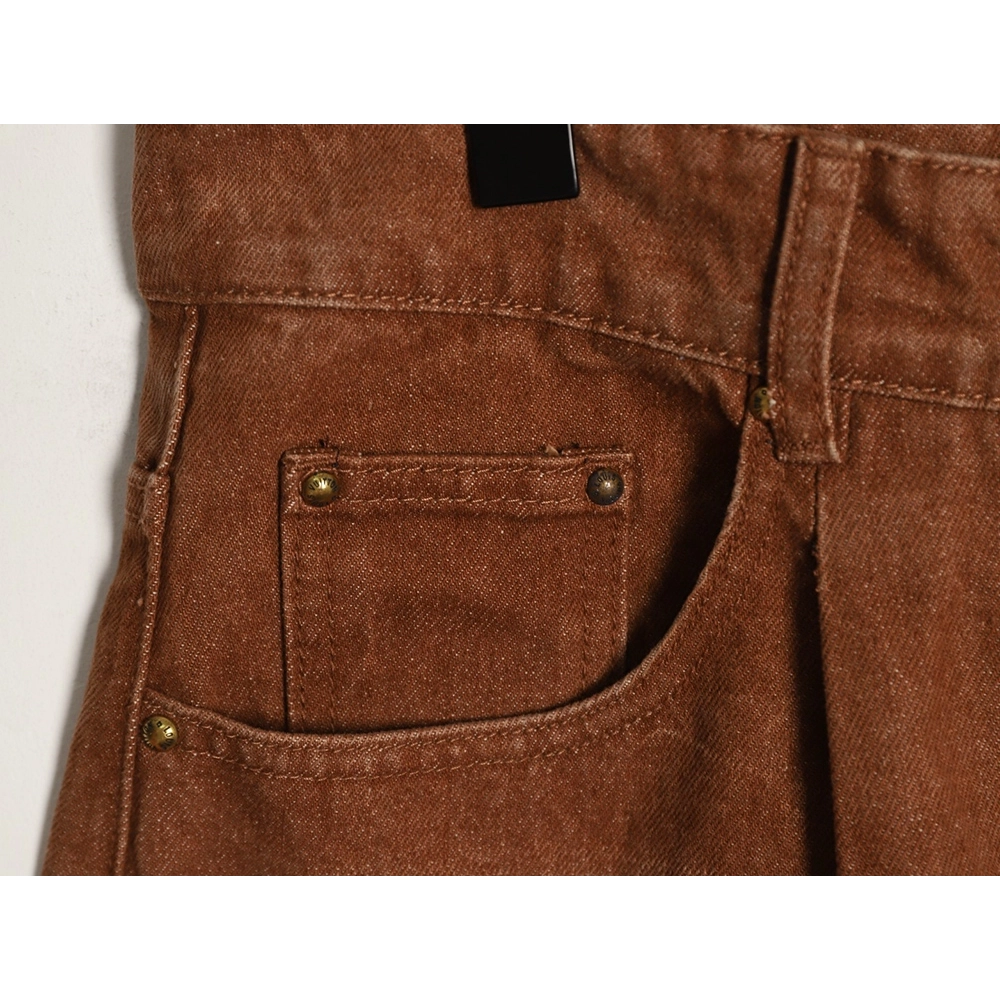 Louis Vuitton leather-label washed wide-leg denim shorts,Louis Vuitton