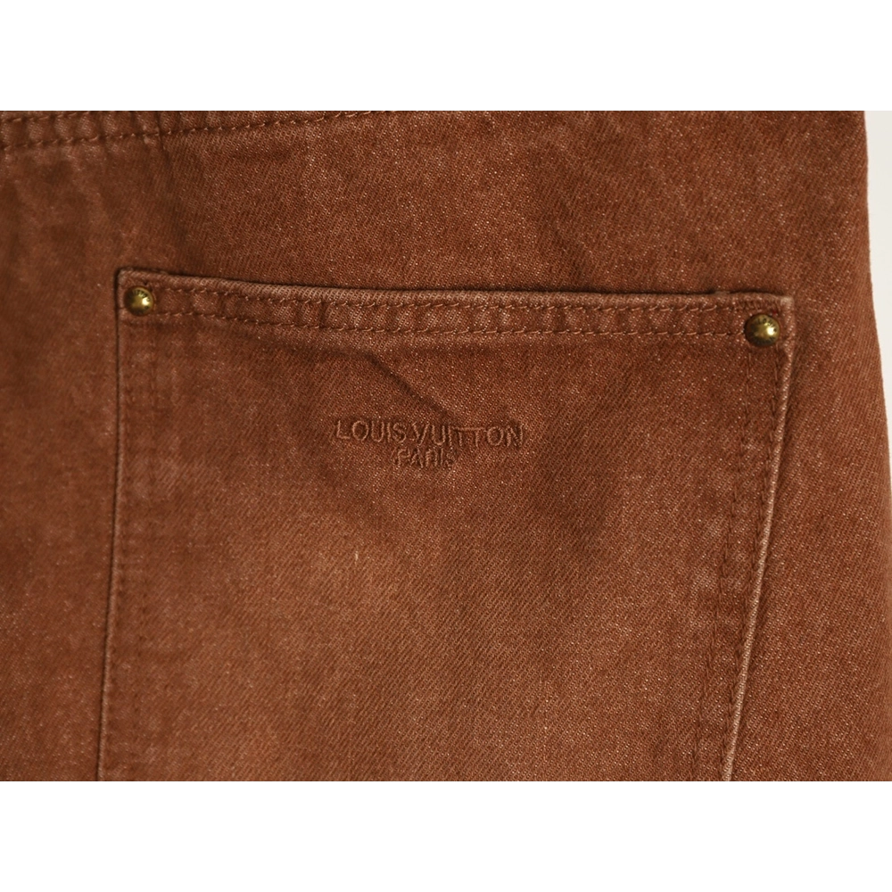Louis Vuitton leather-label washed wide-leg denim shorts,Louis Vuitton