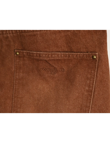Louis Vuitton leather-label washed wide-leg denim shorts,Louis Vuitton