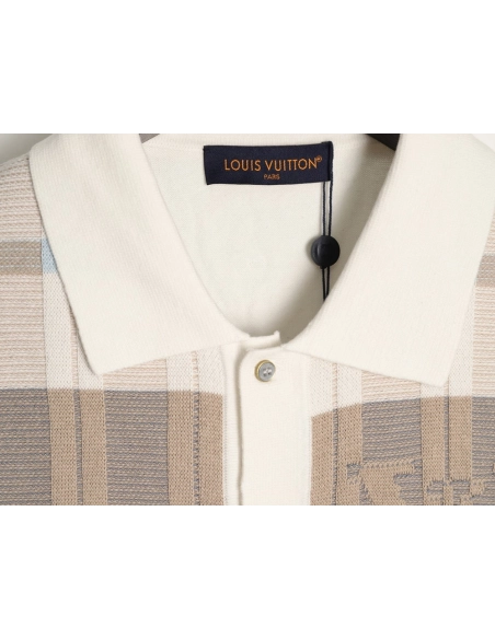 Louis Vuitton Plaid Jacquard-Knit Short-Sleeve Shirt,Louis Vuitton