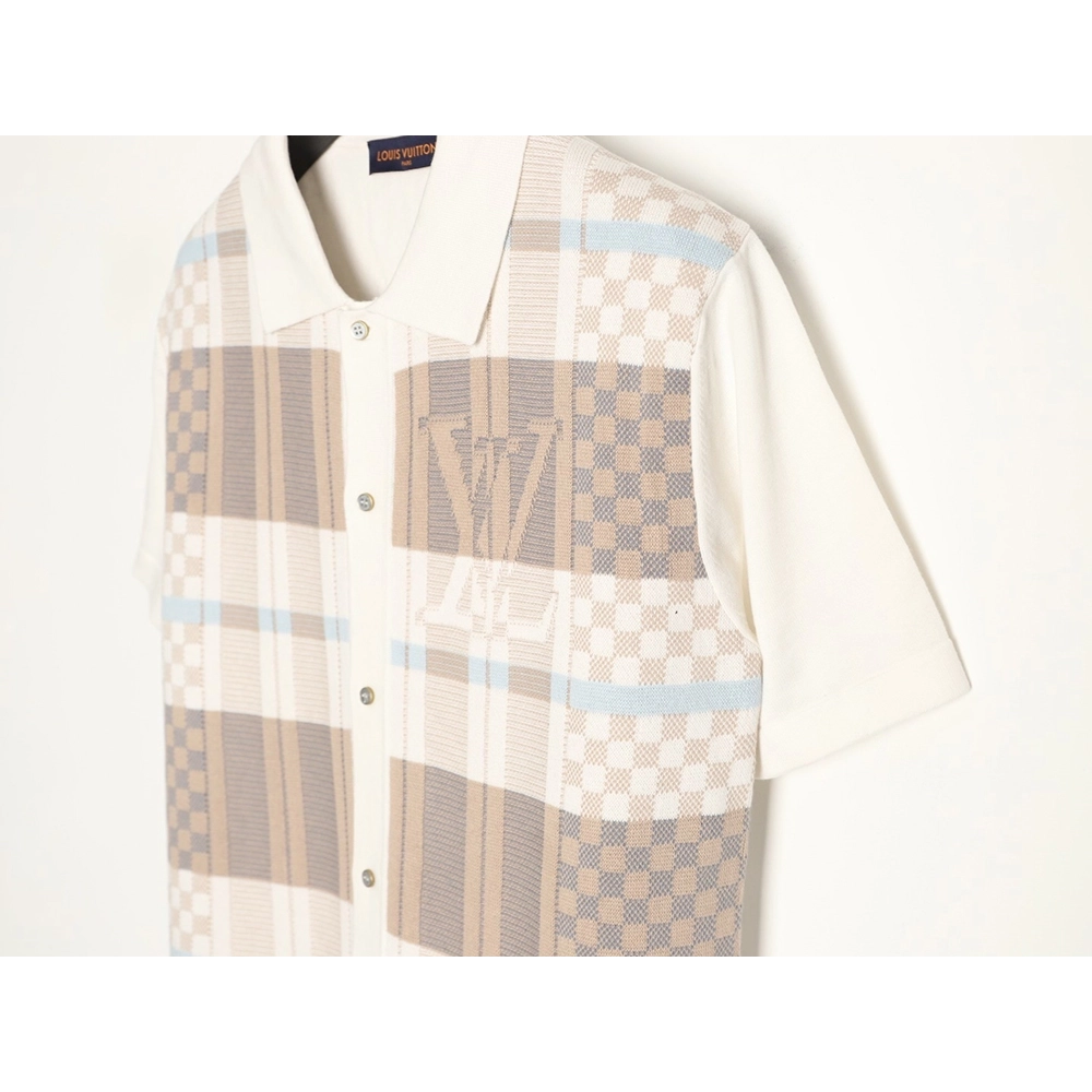 Louis Vuitton Plaid Jacquard-Knit Short-Sleeve Shirt,Louis Vuitton