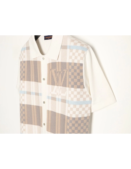 Louis Vuitton Plaid Jacquard-Knit Short-Sleeve Shirt,Louis Vuitton