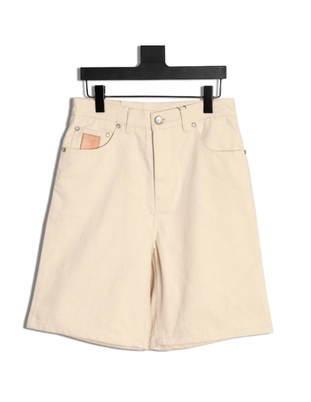 Louis Vuitton Pocket Leather Patch Denim Shorts,Louis Vuitton