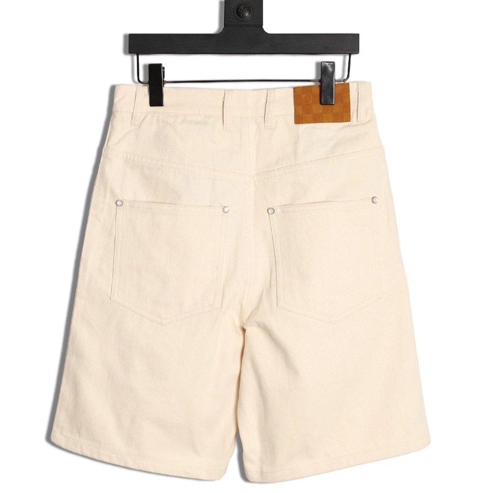 Louis Vuitton Pocket Leather Patch Denim Shorts,Louis Vuitton