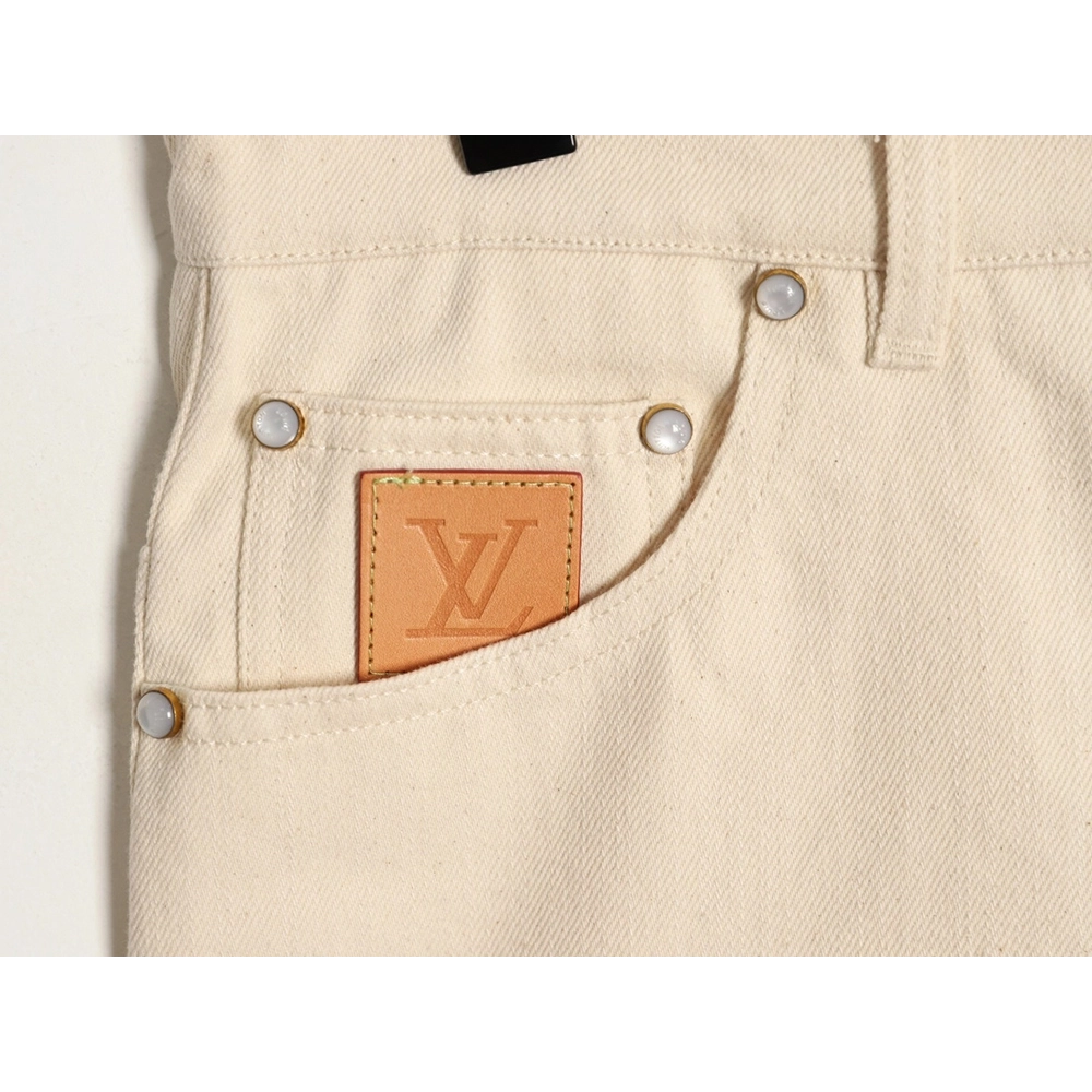 Louis Vuitton Pocket Leather Patch Denim Shorts,Louis Vuitton