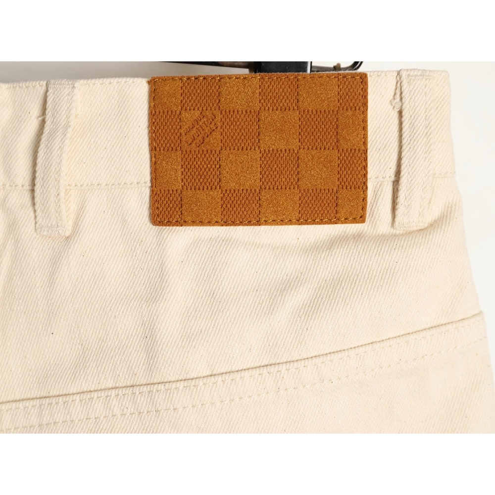 Louis Vuitton Pocket Leather Patch Denim Shorts,Louis Vuitton